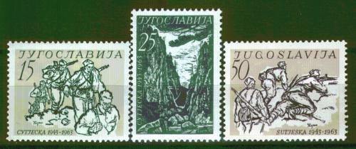 Poštové známky Juhoslávia 1963 Bitka na Sutjesce, 20. výroèie Mi# 1046-48