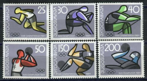 Poštové známky Juhoslávia 1964 LOH Tokio Mi# 1076-81 Kat 15€
