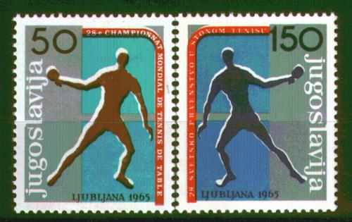Poštové známky Juhoslávia 1965 MS ve stolním tenise Mi# 1104-05 Kat 6€