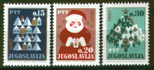 Poštové známky Juhoslávia 1966 Vianoce a Nový rok Mi# 1188-90