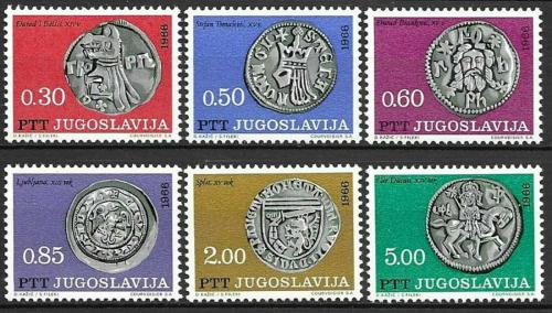 Poštové známky Juhoslávia 1966 Støíbrné mince Mi# 1191-96