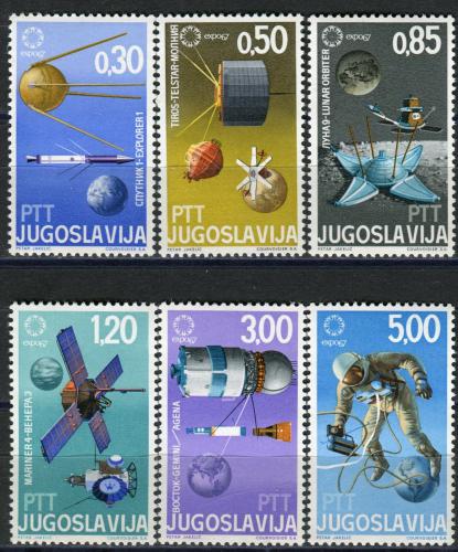 Poštové známky Juhoslávia 1967 Vesmírné satelity a sondy Mi# 1216-21