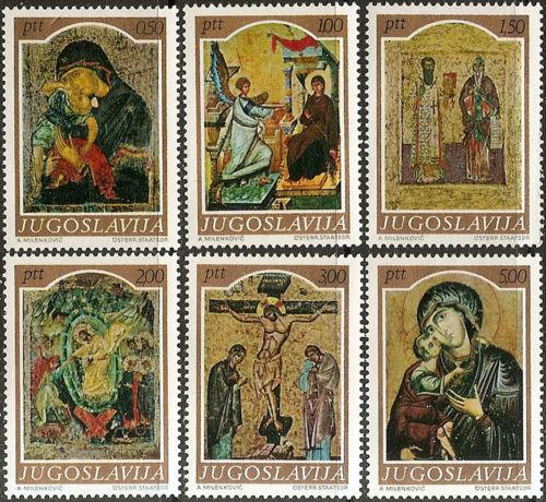 Poštové známky Juhoslávia 1968 Umenie, støedovìké ikony Mi# 1268-73