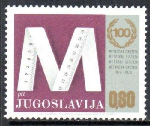 Poštová známka Juhoslávia 1974 Metrický systém, 100. výroèie Mi# 1538