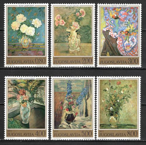 Poštové známky Juhoslávia 1974 Umenie, malby kvìtin Mi# 1577-82