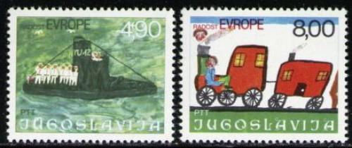Poštové známky Juhoslávia 1976 Dìtské kresby Mi# 1664-65