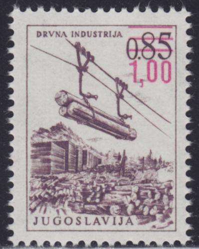 Poštová známka Juhoslávia 1976 Pøeprava døeva pretlaè Mi# 1673