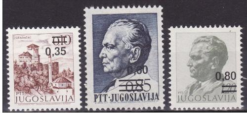 Poštové známky Juhoslávia 1978 Prezident Tito pretlaè Mi# 1755-57 Kat 6€