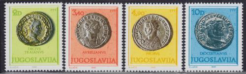 Poštové známky Juhoslávia 1980 Øímské mince Mi# 1838-41