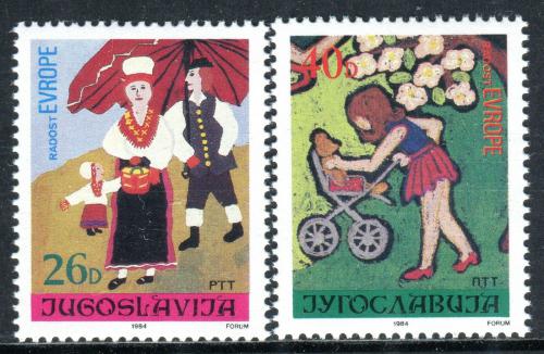 Poštové známky Juhoslávia 1984 Dìtské kresby Mi# 2066-67