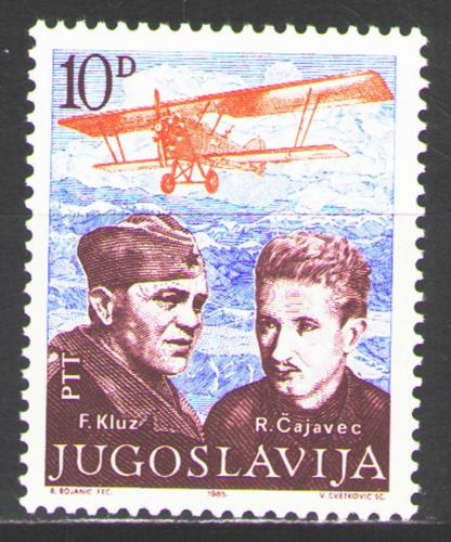Poštová známka Juhoslávia 1985 Váleèní hrdinové, letci Mi# 2109