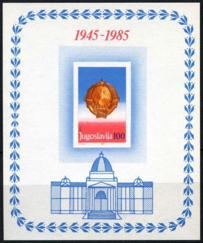 Poštová známka Juhoslávia 1985 Vznik republiky, 40. výroèie Mi# Block 27