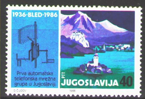 Poštová známka Juhoslávia 1986 Telefonní automat, 50. výroèie Mi# 2196