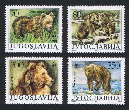 Poštové známky Juhoslávia 1988 Medvìd hnìdý, WWF Mi# 2260-63 Kat 20€