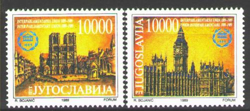Poštové známky Juhoslávia 1989 Meziparlamentní unie, 100. výroèie Mi# 2367-68