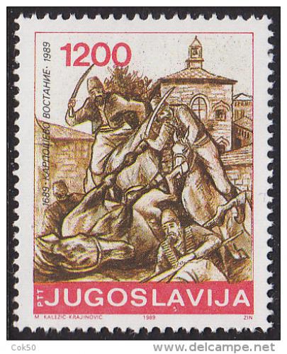 Poštová známka Juhoslávia 1989 Povstání Karpoš, 300. výroèie Mi# 2378