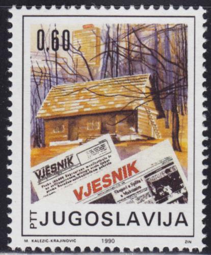 Poštová známka Juhoslávia 1990 Noviny Vjesnik, 50. výroèie Mi# 2432