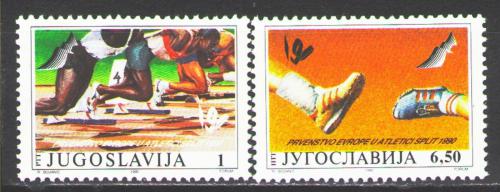Poštové známky Juhoslávia 1990 ME v atletice Mi# 2434-35
