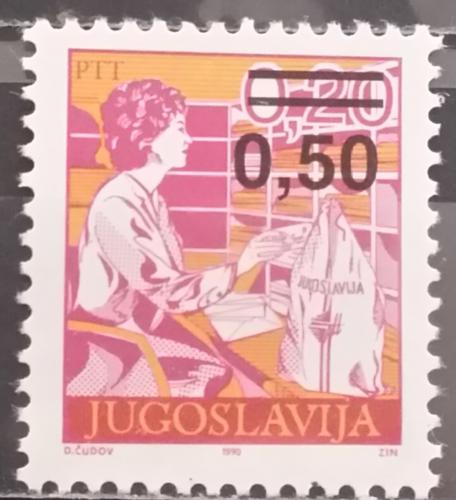 Poštová známka Juhoslávia 1990 Poštovní služby pretlaè Mi# 2437