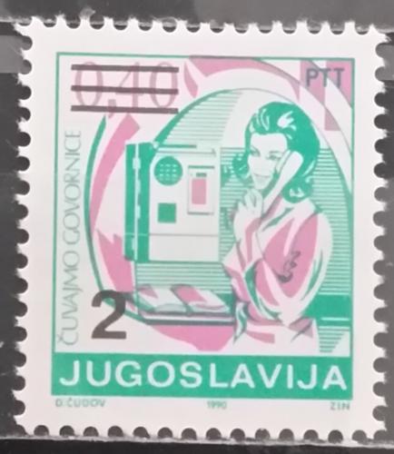 Poštová známka Juhoslávia 1990 Poštovní úøednice pretlaè Mi# 2442