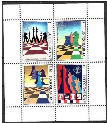 Poštové známky Juhoslávia 1990 Šachová olympiáda Mi# Block 38 Kat 9€
