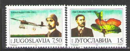 Poštové známky Juhoslávia 1991 Otto Lilienthal Mi# 2473-74
