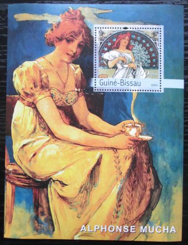 Poštová známka Guinea-Bissau 2003 Umenie, Alfons Mucha Mi# Block 440 Kat 16€