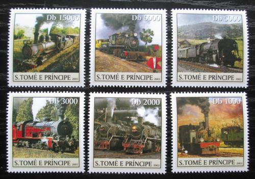 Poštové známky Svätý Tomáš 2003 Parní lokomotívy Mi# 2302-07 Kat 11€