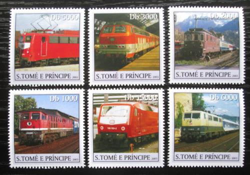 Poštové známky Svätý Tomáš 2003 Lokomotívy Mi# 2326-31 Kat 11€