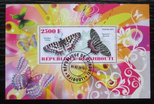 Poštová známka Džibutsko 2014 Motýle Mi# N/N