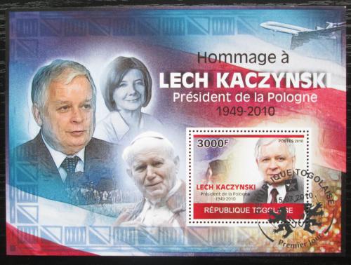 Poštová známka Togo 2010 Prezident Lech Kaczyòski Mi# Block 520 Kat 12€