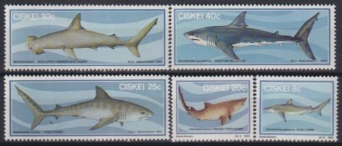 Poštové známky Ciskei, JAR 1983 Žraloky Mi# 38-42