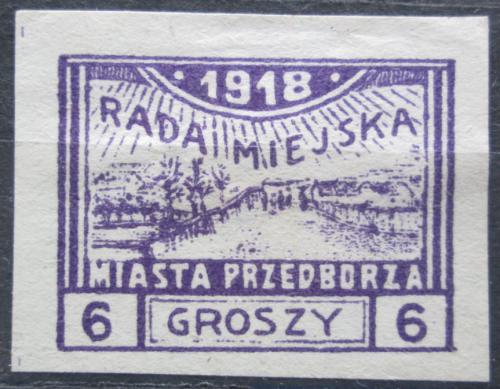 Poštová známka Po¾sko, Przedbórz 1918 Poh¾ad na mesto RARITA Mi# 9 B Kat 50€