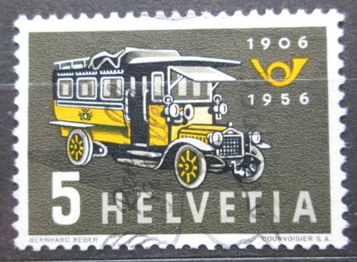 Poštová známka Švýcarsko 1956 Poštovní auto Mi# 623