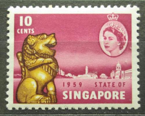Poštová známka Singapur 1959 Bronzový lev Mi# 44