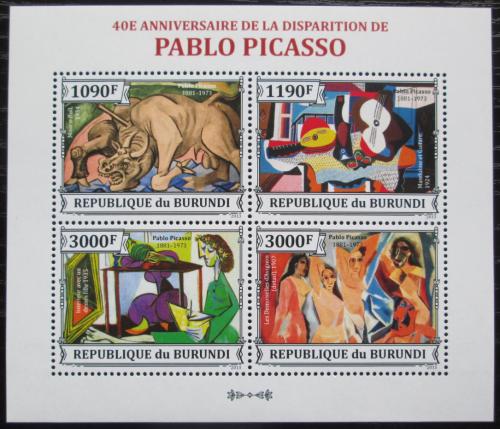 Potov znmky Burundi 2013 Umenie, Pablo Picasso Mi# 3313-16 Bogen Kat 10