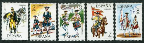 Poštové známky Španielsko 1974 Vojenské uniformy Mi# 2092-96