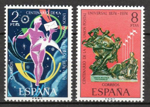 Poštové známky Španielsko 1974 UPU, 100. výroèie Mi# 2106-07