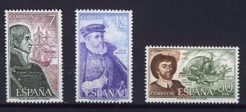 Poštové známky Španielsko 1976 Lode a moøeplavci Mi# 2201-03
