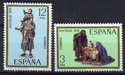 Poštové známky Španielsko 1976 Vianoce, sochy Mi# 2261-62