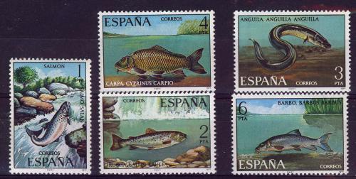 Poštové známky Španielsko 1977 Sladkovodní ryby Mi# 2289-93