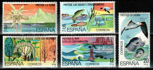 Poštové známky Španielsko 1978 Ochrana pøírody Mi# 2361-65