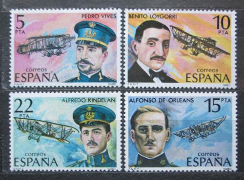 Poštové známky Španielsko 1980 Lietadla a piloti Mi# 2485-88