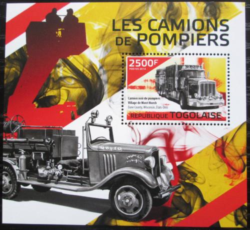 Poštová známka Togo 2014 Hasièská autá Mi# Block 1032 Kat 10€