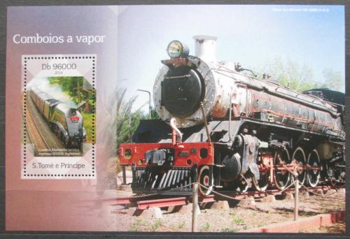 Poštová známka Svätý Tomáš 2014 Parní lokomotívy Mi# Block 1009 Kat 10€