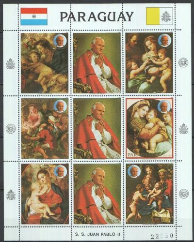 Poštové známky Paraguaj 1983 Umenie a papež Jan Pavel II. Mi# 3627 Bogen Kat 24€