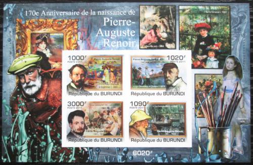 Poštové známky Burundi 2011 Umenie, Pierre-Auguste Renoir neperf. Mi# Block 171 B