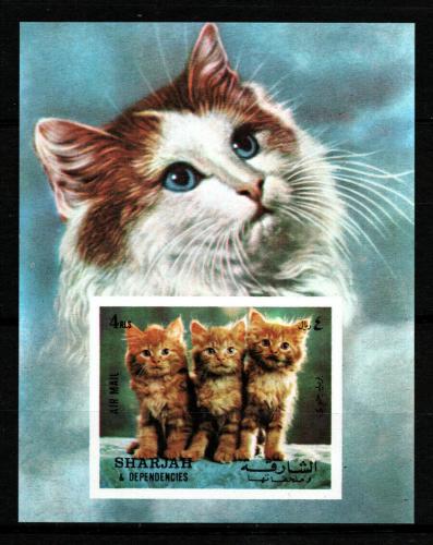 Poštová známka Šardžá 1972 Maèky Mi# Block 120
