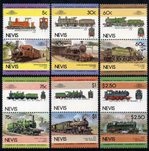 Poštové známky Nevis 1985 Lokomotívy Mi# 280-91