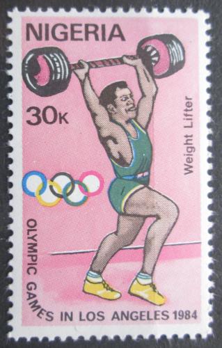 Poštová známka Nigéria 1984 LOH Los Angeles, vzpírání Mi# 440